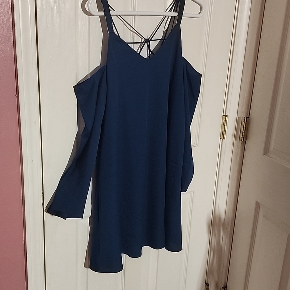 NWT cold shoulder teal dress sz S